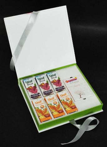 กล่องชุดของขวัญ บรรจุน้ำผลไม้ 6 กล่อง/แผ่นมาร์กหน้า 2 กล่อง