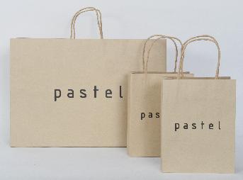 ถุงกระดาษ Pastel 2 ขนาด ใบใหญ่ทรงกว้าง ใบเล็กทรงสูงน่ารัก สำหรับใส่ผลิตภัณฑ์หลากหลายของบริษัท พาสเทล ดีไซน์ จำกัด 
