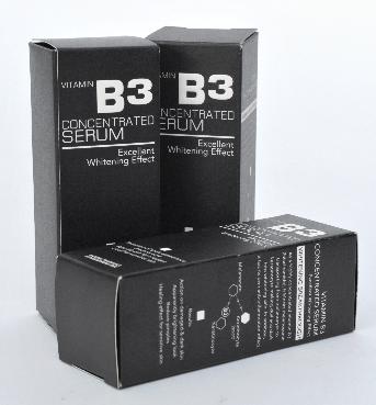 กล่อง B3 Serum โดย คุณภาส 
กล่องกระดาษแบบเปิดหัว-เปิดท้าย
ขนาดกล่องสำเร็จ 3.5x3.5x9.7cm.