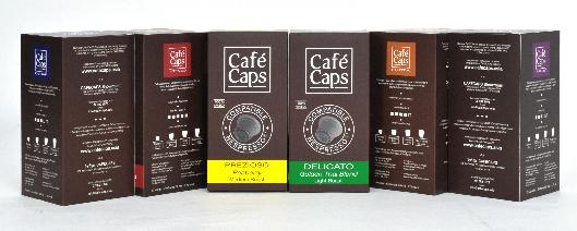 New Packaging Cafe Caps. Flat Size 47.3406 x 61.60 cm
Paper Simplex 350 gsm, 