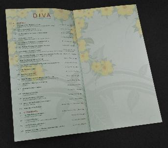 Menu design is a brochure.
Folding Lines 2
4 color printing