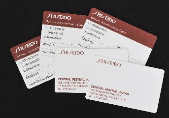  การ์ด Shiseido Beauty Appointment Card ด้านหน้าพิมพ์ 1 สี (สีเเดง)
ด้านหลัง 2 สี (สีเเเดง + สีดำ)  
