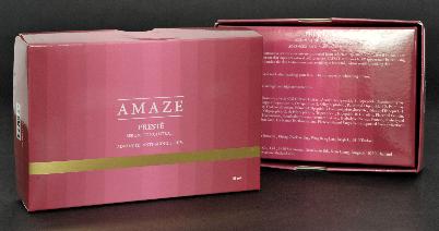 กล่องบรรจุเซรั่ม AMAZE  โดย เพอร์เฟค วิชั่น มัลติมีเดีย
กล่องฝาครอบ บน ล่าง
นาดกล่องสำเร็จ ขนาดสำเร็จ 15 x 10 ซม.