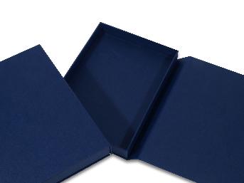 กล่องกระดาษสารพัดประโยชน์ โทนสีน้ำเงินสวยเรียบหรู ฝาเชื่อมต่อกับตัวกล่อง พับปิดได้