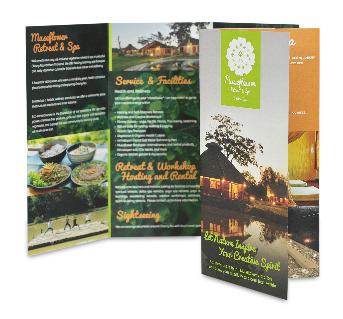 แผ่นพับ Museflower Retreat & Spa chiang Rai พิมพ์ 4 สี 2 หน้า (CMYK)
