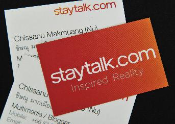 นามบัตร Staytalk.com โดยบริษัท ไฟฟ์เอเลเมนท์ เอเจนซี่ แอนด์ เซอร์วิสเซส จำกัด