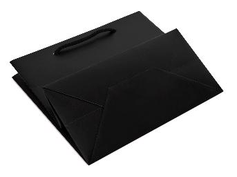 ถุงกระดษไดคัท + ขึ้นรูปถุง หูถุงเชือกถักเปียกลมสีดำ
