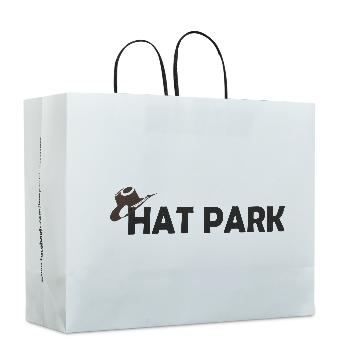 ถุงใส่สินค้าใบใหญ่โดย HAT PARK แบรนด์หมวกปีกแฟชั่น ที่ได้รับกระแสตอบรับอย่างดี  ขนาดถุง 42 x 33 x 15 ซม.