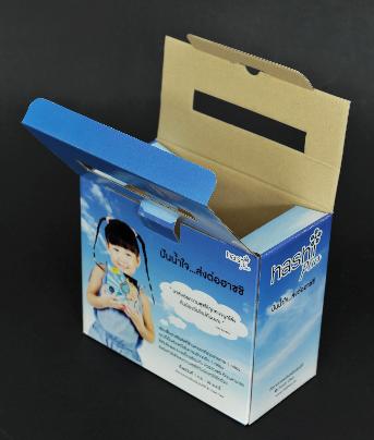 กล่องกระดาษลูกฟูก สีน้ำตาล 3 ชั้น
ใบปะกล่อง กระดาษกล่องแป้งหลังเทา
ความหนา 270 แกรม
เคลือบ UV เงา 1 หน้า