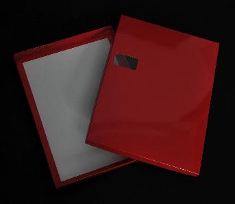 กล่องฝาครอบ กระดาษอาร์ตการ์ด พิมพ์พื้นสีแดง