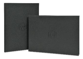 หนังสือปกแข็ง กระดาษจั่วปัง กระดาษห่อสีดำพิมพ์โลโก้บนหน้าปก เคลือบ Spot UV
