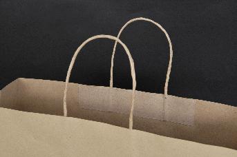 ถุงกระดาษปากถุงกว้าง หูถุงใช้กระดาษเกลียวสีน้ำตาล เส้นเล็กเหนียว ยาว 30 ซม./ข้าง