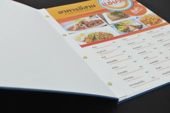 4 color printing menu, punch hole for binding.
18-color digital printing - laminated