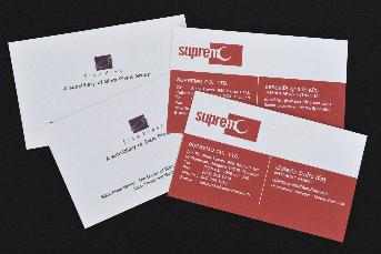 นามบัตร Supremo โดย ซูพรีโม
ขนาด  9 X 5.5 ซม.
กระดาษ CX 22 Diamond White 250 แกรม