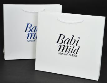 ถุงกระดาษสำหรับผลิตภัณฑ์ทำความสะอาดบำรุงผิวสำหรับเด็กแบรนด์ Babi mild