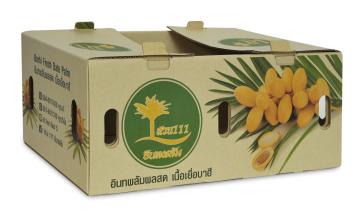 กล่องลูกฟูกกระดาษสำหรับใส่ผลไม้สด กันกระแทก สำหรับใส่ผลอินทผลัม โดย สวน 111 อินทผลัม 