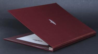 Large menu style, thick cover, solid rim.