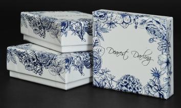 กล่องใส่เเหวน Dearest Daring กล่องฝาครอบพิมพ์ลายดอกไม้ (พิมพ์ 2 สี) 