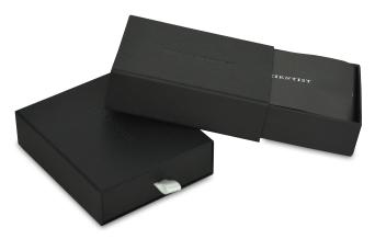 กล่องใส่กระเป๋าสตางค์ สไลด์ดึงเปิดด้านข้าง กล่องปลอกและตัวกล่องสีดำ