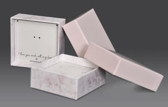 กล่องกระดาษสีชมพู กล่องฝาล่างห่อกระดาษอาร์ตการ์ด 120 แกรม พิมพ์ลาย 4 สี 