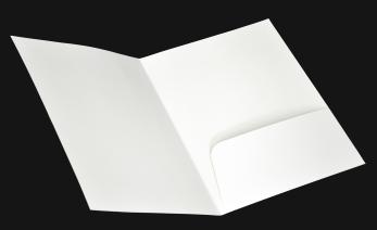 แฟ้มใส่เอกสารด้านในสีขาว ปั๊มไดคัท ปะประกอบขึ้นรูปติดกระเป๋า 1 ข้าง
