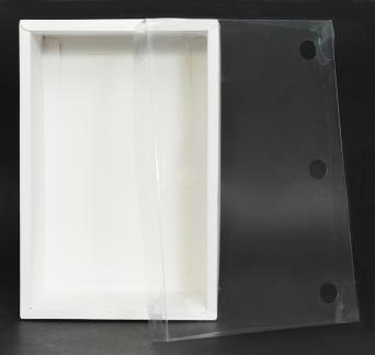 กล่องใส่ผลไม้ กล่องสีขาว ฝาครอบพลาสติกใส PVC 